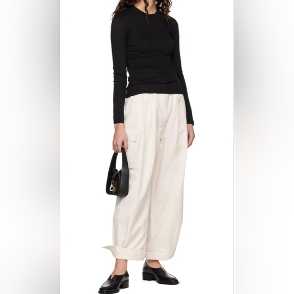 NWOT Cream Cargo Adjustible Wide Leg & Barrel Pants Small - Picture 7 of 15